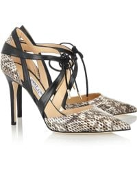 Jimmy Choo Lapris Elaphe And Leather Pumps - Lyst