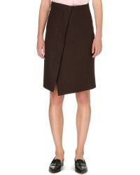 Jil Sander Heather Grey Stretch Wool Midlength Skirt in Gray (grey) | Lyst