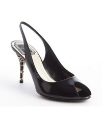 Dior Black Leather 'Miss Cannage' Peep Toe Slingbacks - Lyst