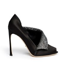 Sergio Rossi Strass Pavé Foldover Flap Satin Pumps - Lyst