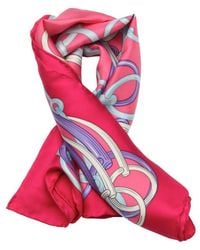 Gucci Pink And Purple Ring Printed Silk Scarf - Lyst
