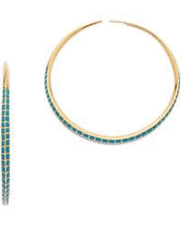 Aurelie Bidermann Turquoise Hoop Earrings - Gold - Lyst