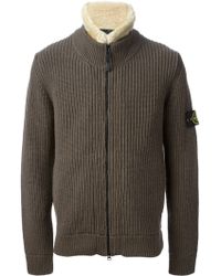 Stone Island Ribbed Knit Cardigan - Lyst