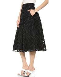 Milly Aztec Midi Skirt - Black - Lyst