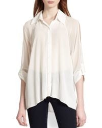 Alice + Olivia Gibson Cutout-Shoulder Blouse - Lyst