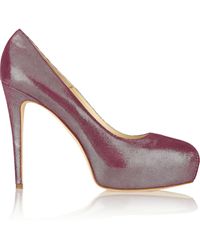 Brian Atwood Jewel Glace Metallic Suede Pumps - Lyst