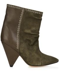Isabel Marant Lance Suede And Leather Ankle Boots - Lyst