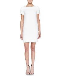 Halston Heritage Short-Sleeve Croc-Print-Back Dress - Lyst