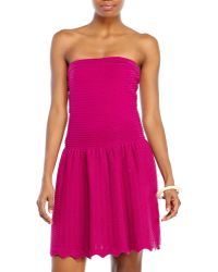 Sandro Strapless Textured Knit Dress - Lyst