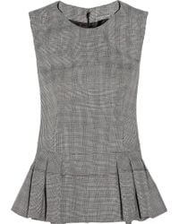 Alexander McQueen Prince Of Wales Check Wool-Blend Peplum Top - Lyst
