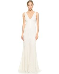 Narciso Rodriguez V Neck Sequin Gown - White - Lyst