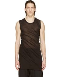 Rick Owens Black Sleeveless Jersey T_Shirt - Lyst