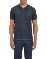 John Varvatos Slub Jersey Short-Sleeve Henley - Lyst