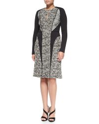 J. Mendel Long-Sleeve Tweed Dress With Lace - Lyst