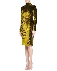 J. Mendel Velvet Turtleneck Dress - Lyst