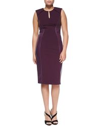 J. Mendel Leather-Paneled Sheath Dress - Lyst