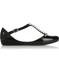 Melissa Doris Spiked Pvc T-Bar Ballet Flats - Lyst