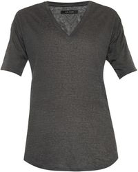 Isabel Marant V-Neck Linen T-Shirt - Lyst
