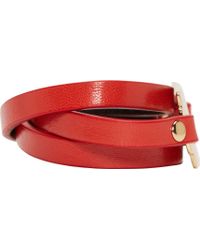 McQ by Alexander McQueen Red Leather Gold Razorblade Triple_Wrap Bracelet - Lyst