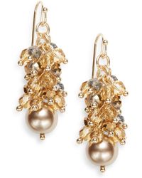 earrings saks fifth avenue lyst cluster bead faux pearl