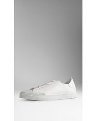 Burberry Leather Trainers With Suede Trim - Lyst