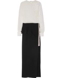 Alessandra Rich Lace-Paneled Silk-Georgette And Stretch-Silk Cady Gown - Lyst
