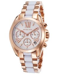 Michael Kors Women'S Bradshaw Chronograph Rose-Tone Steel White Acetate - Lyst