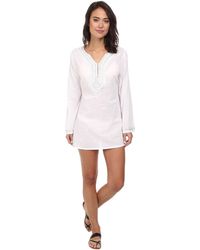Badgley Mischka Solid Beaded Tunic Cover-Up - Lyst