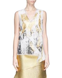 Reed Krakoff Foil Print Silk V-Neck Top - Lyst