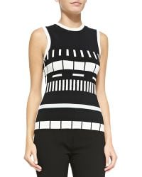 Narciso Rodriguez Sleeveless Reversible Graphic-Striped Top - Lyst