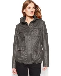 Vince Camuto Hooded Coated-Cotton Utility Jacket - Lyst
