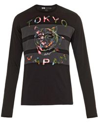 Y-3 Tokyo Wolf-Print Long-Sleeved T-Shirt - Lyst