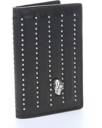 Alexander McQueen Black Leather Studded Bifold Wallet - Lyst