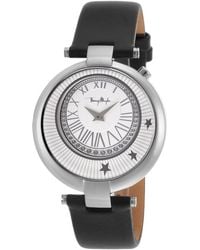 Thierry Mugler Women'S Black Genuine Leather White Dial - Lyst