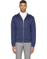 Kenzo Navy And Black Velvet Logo Hoodie - Lyst