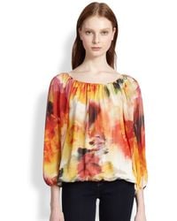 Alice + Olivia Alta Floral-Print Peasant Blouse - Lyst