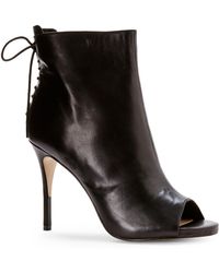 Pour La Victoire Black Vanya Peep Toe Booties - Lyst