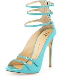 Giuseppe Zanotti Strappy Patent Leather Ankle Sandal - Lyst