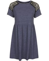 Topshop Petite Lace Insert Flippy Dress - Lyst