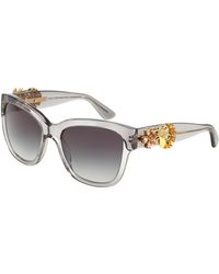 D&G Dolce & Gabbana Jewel-Encrusted Sunglasses - Lyst