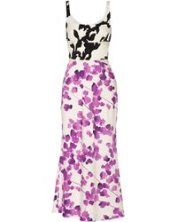 Narciso Rodriguez Floral-Print Stretch-Silk Midi Dress - Lyst