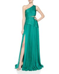 J. Mendel One-Shoulder Mousseline Pleated Gown - Lyst