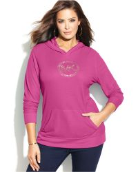 Michael Kors Michael Plus Waffle-Knit Hooded Logo Tee - Lyst