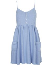 Topshop Moto Bleached Wash Babydoll Dress - Lyst