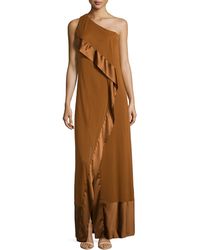 Donna Karan New York One-Shoulder Gown W/ Charmeuse Trim - Lyst