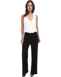 Karen Kane Contrast Drape Front Jumpsuit - Lyst