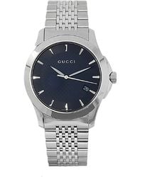 Gucci Men'S G-Timeless Black Dial Silver Tone Stainless Steel - Lyst