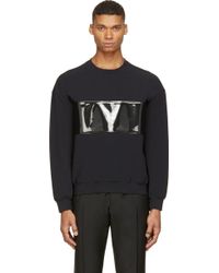 Calvin Klein Black Pvc Band Crewneck Sweatshirt - Lyst