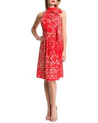 Cynthia Steffe Meera Sleeveless Printed Tie-Neck Dress - Lyst