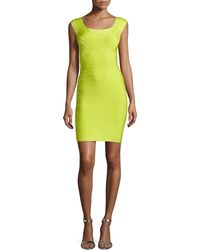 Hervé Léger Elene Scoop-Neck Signature Sheath Dress - Lyst